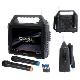SET PORTABIL KARAOKE CU ECRAN INCORPORAT 14.1" SI 2 MIC WIRELESS